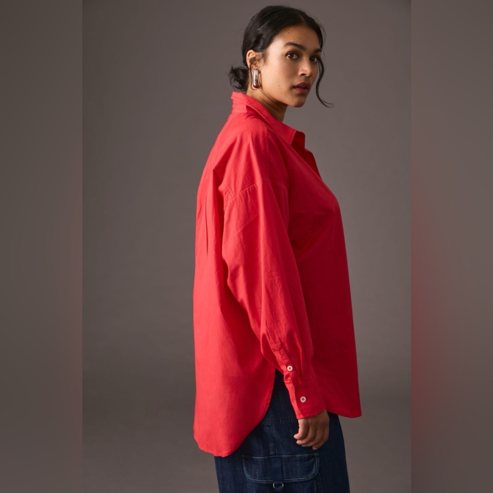 Red Women's Button-Up Shirt
